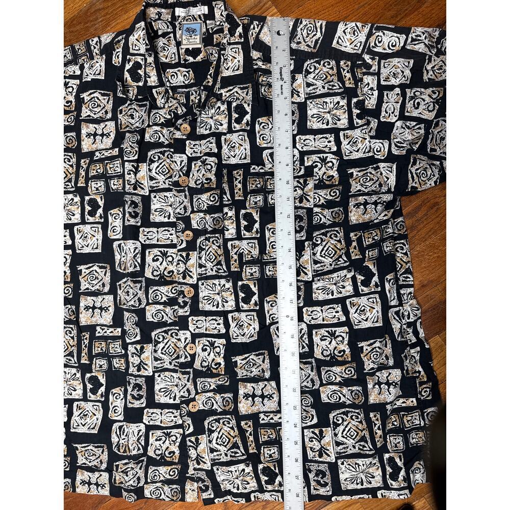 Gotcha Spozt Men’s XXL Button Down Shirt Black Tribal Print 100% Cotton Surf - Picture 3 of 6